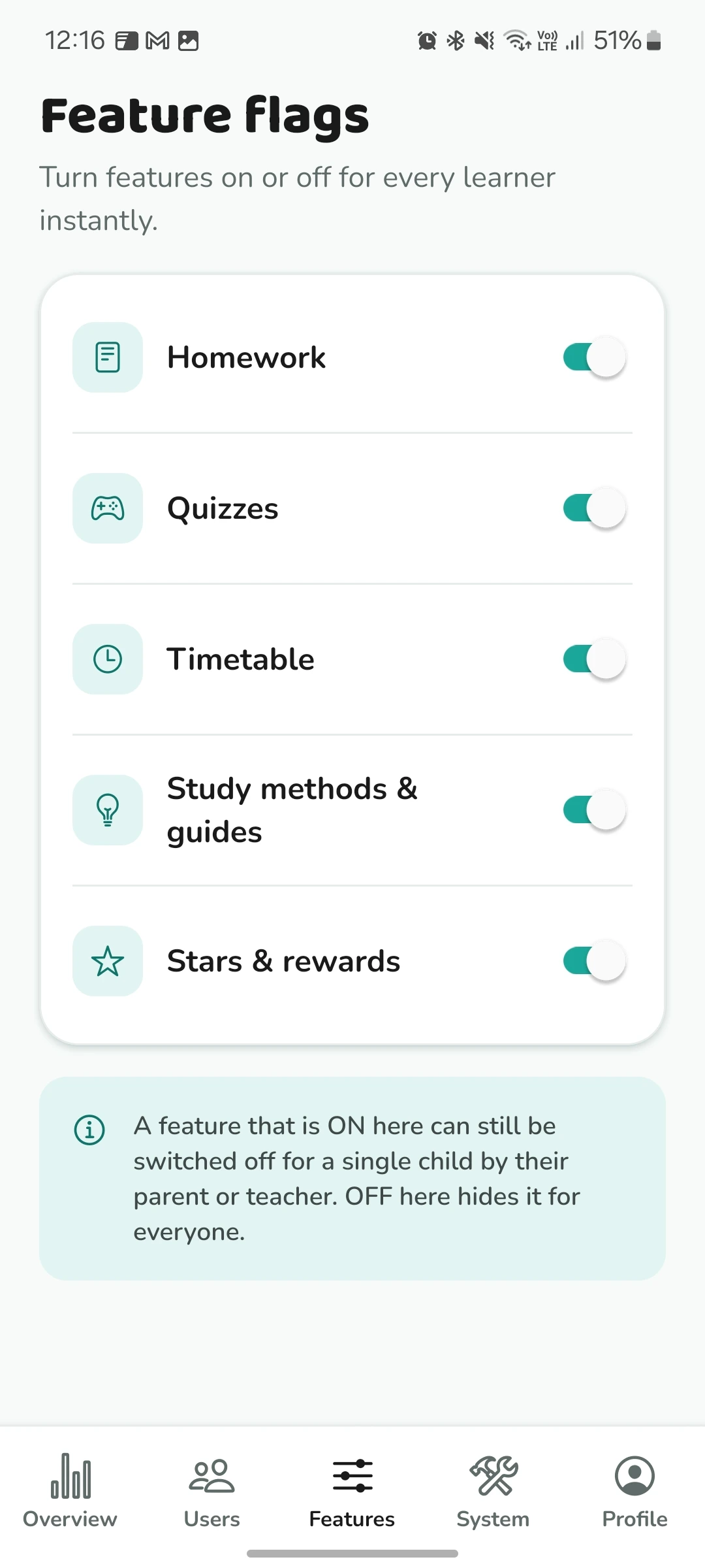 Ndlelehle app: Feature flags