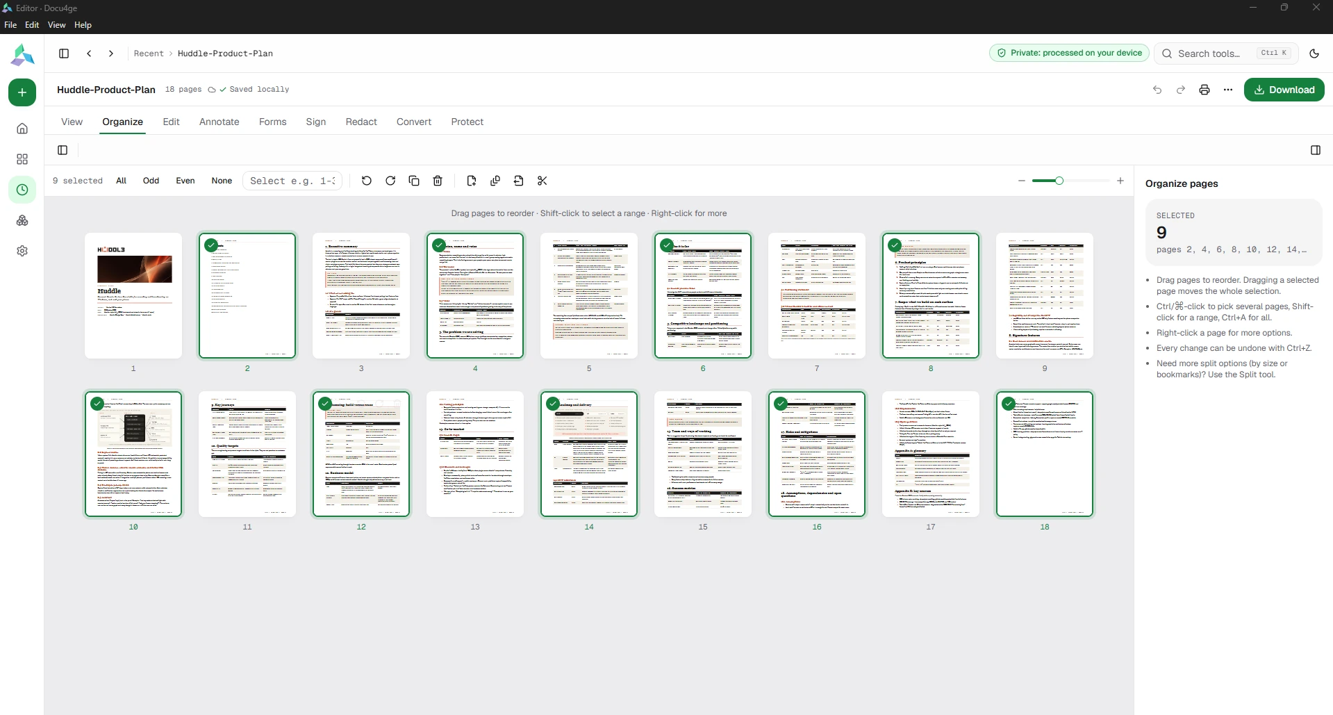 Docu4ge: Organise pages